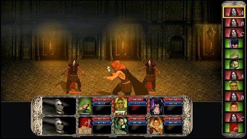 Combat scene in Lords of Xulima displaying the CTB-bar on the right