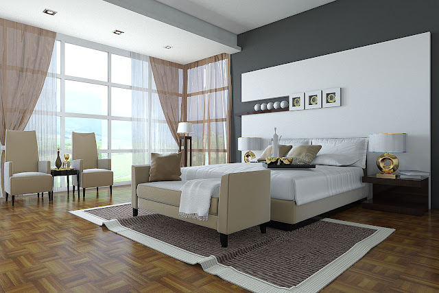 kamar tidur mewah dan nyaman dengan interior modern