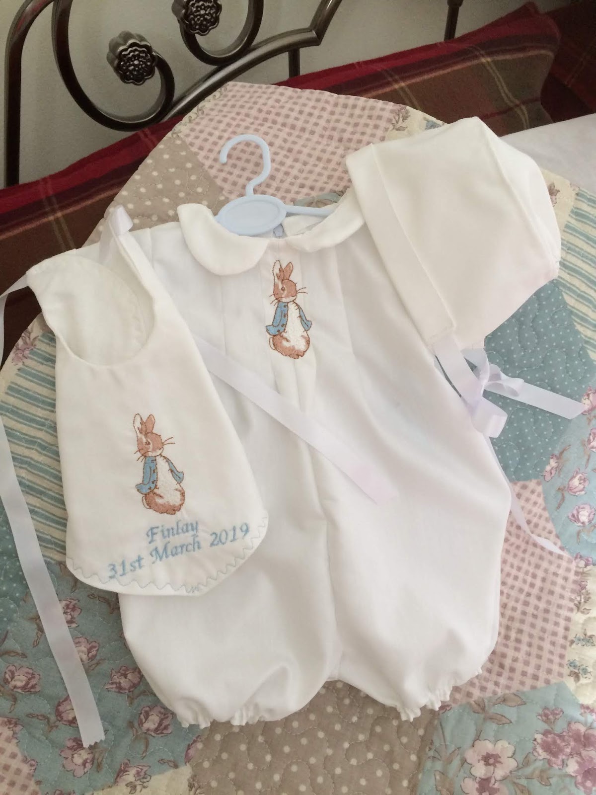 BABY CLOTHES PETER RABBIT WHITE TRADITIONAL CHRISTENING SHORT LONG LENGTH ROMPER 