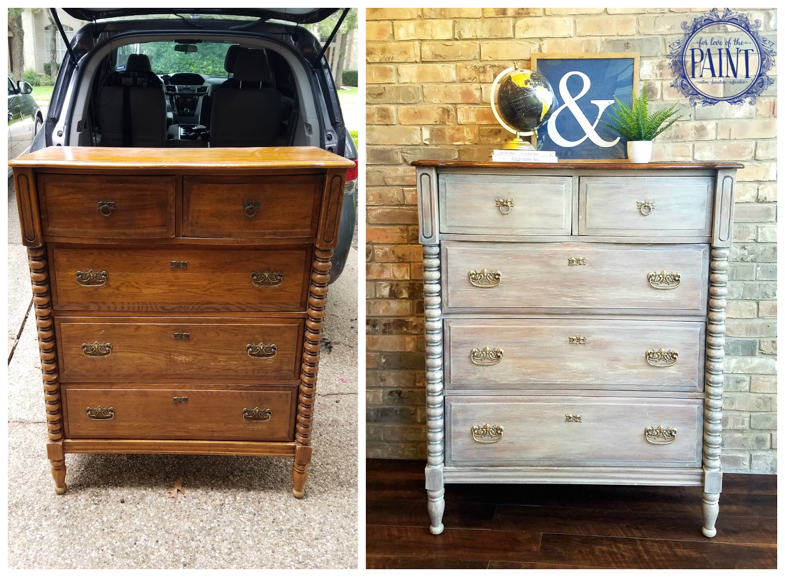 For Love of the Paint Before and After Rustic Whitewashed Chest of
