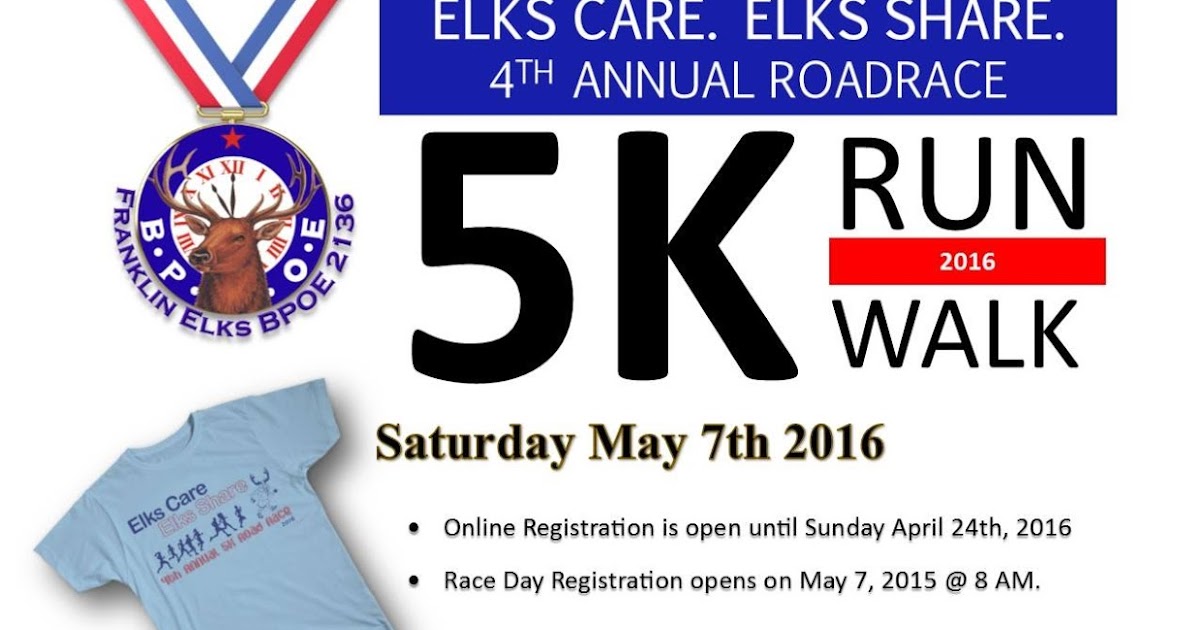 Franklin Matters 4th Annual Elks Care Elks Share 5K Saturday, May 7