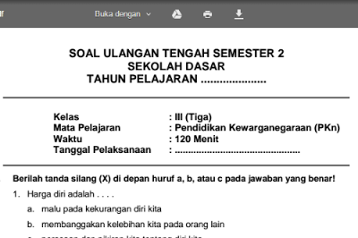 Kumpulan soal ulangan harian pkn kelas 3 sd semester 2 Kumpulan soal ulangan harian pkn kelas 3 sd semester 2