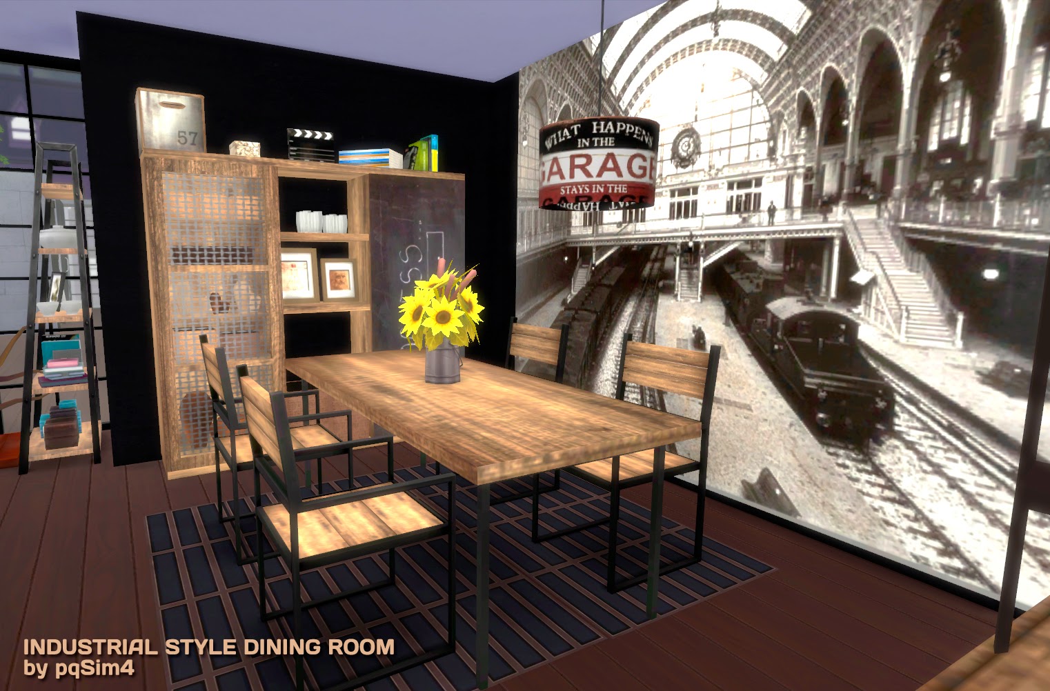 Sims 4. Industrial Style Dining Room.