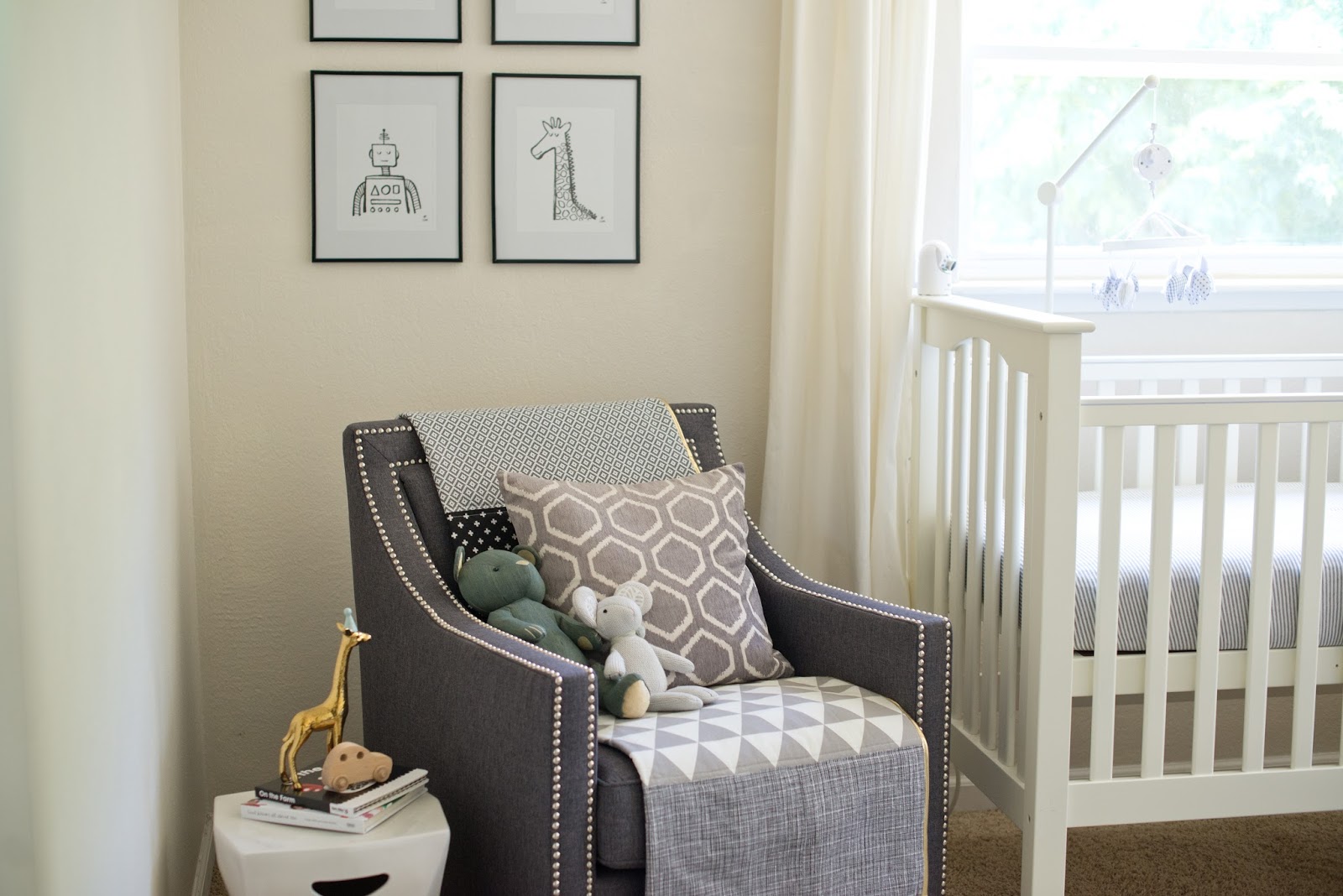 Domestic Fashionista Neutral Gray and White Boy Nursery