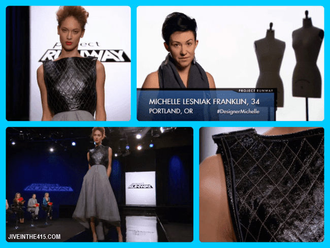 Project Runway Team's Edition Season Eleven contestant Michelle Lesniak Franklin and her episode 12 runway look.