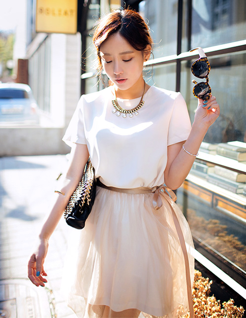 [Chuu] Basic Shirt Dress + Chiffon Skirt Set | KSTYLICK - Latest Korean ...