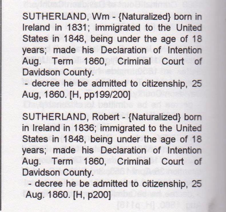 Nashville History Wm. Sutherland & Company Supplement