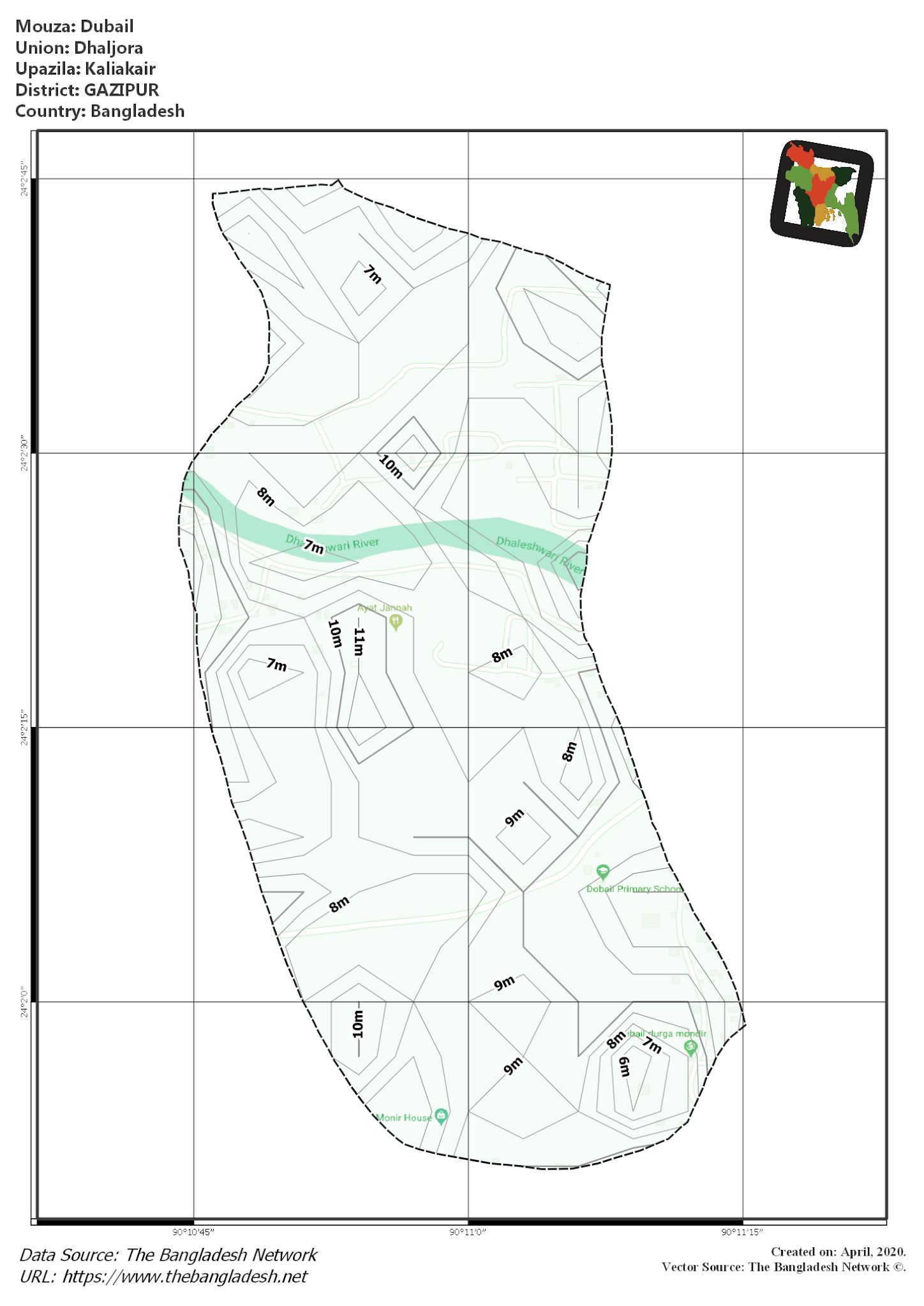 Map of Dubail Mouza of Kaliakair Upazila, GAZIPUR, Bangladesh.