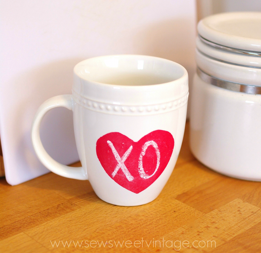 DIY chalkboard paint heart mug for Valentine's Day