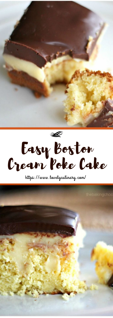 Easy Boston Cream Poke Cake #desserteasy #recipe 