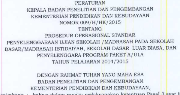 Inilah Pedoman Ujian Sekolah Tahun 2015 Sd Mi Sekolahdasar Net