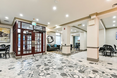The new lobby of the Champlain Waterfront Hotel in Orillia, Ontario currently under the auspices of Choice Hotels.