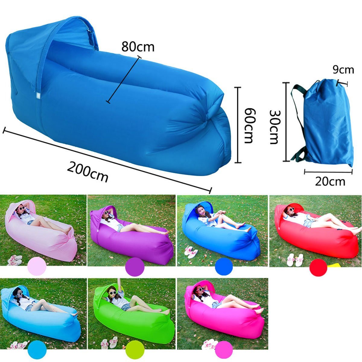 Lettino Gonfiabile A Banana - Sdraio Da Spiaggia Portatile - Foto 6