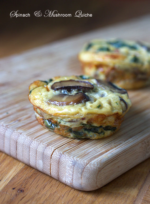 Elma's Kitchen Crustless Spinach and Mushroom Mini Quiche
