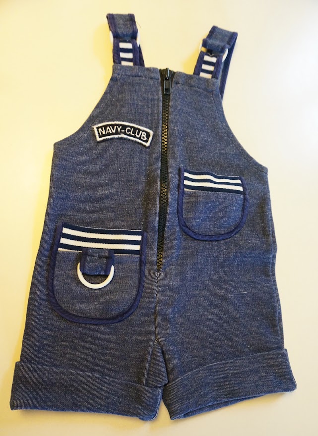 70s 1970 overalls dungaree faux denim baby navy club