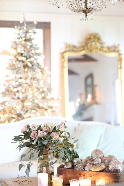Pale greens and silver & gold ~ Christmas Living Room