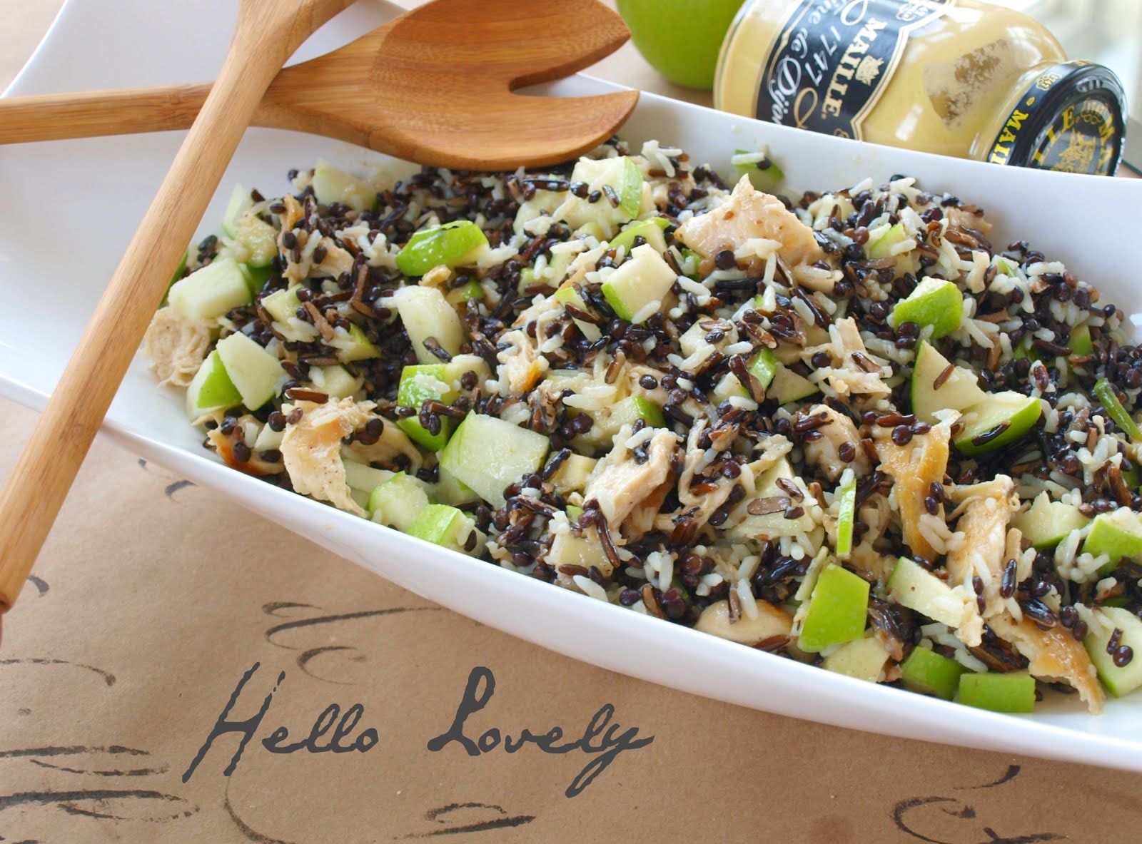 Easy chicken salad wild rice. lentils, and green apples - Hello Lovely Studio.