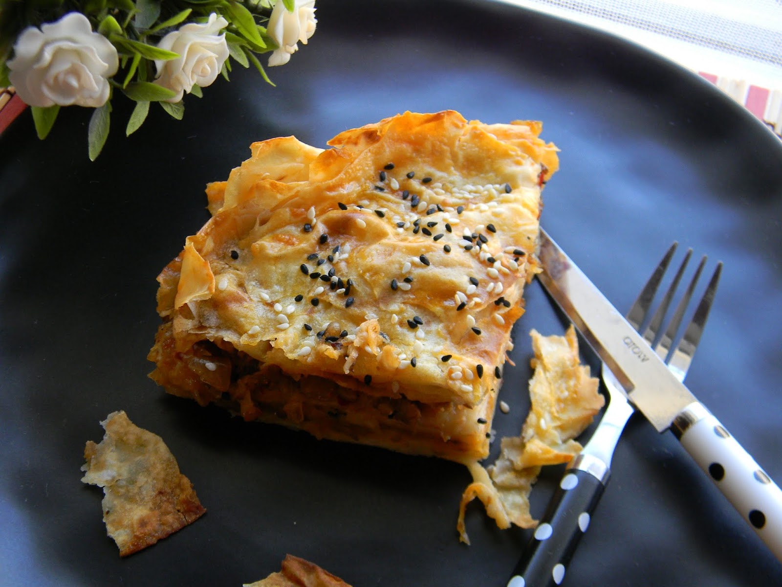 Sebzeli Kıymalı Kuru Yufka Böreği. Vişnap