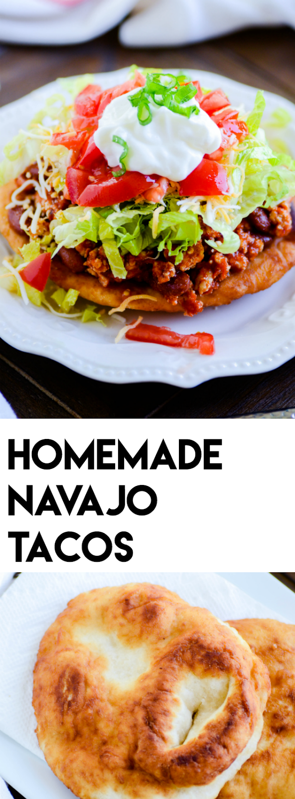 These Navajo Tacos have been one of our favorite weeknight dinners ever! The soft Indian fry bread on the bottom is incredible, and you can even save a few for after dinner to spread with honey butter and jam.