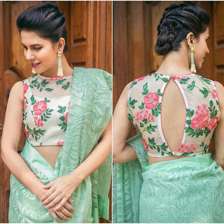 Image result for floral blouse saree back