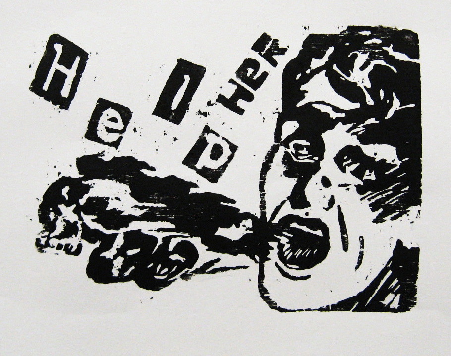 So You Missed My Class student examples of woodcut prints