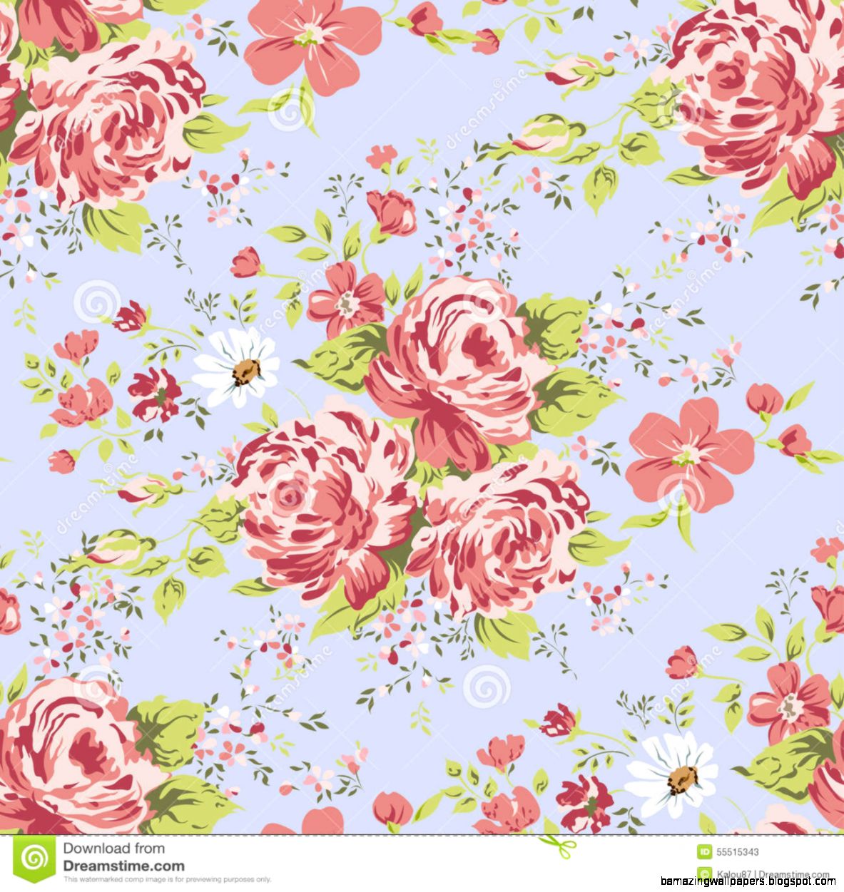 Wallpaper Seamless Vintage Pink Flower Pattern Stock Illustration