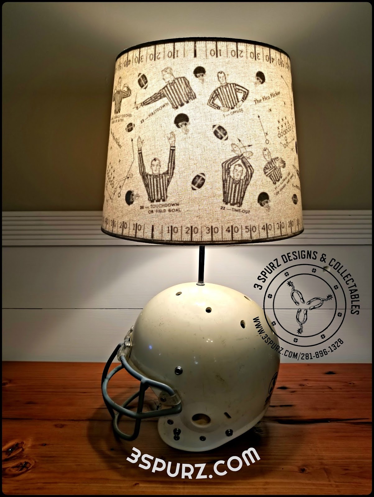 3 Spurz DandC Repurposed /Refurbished Creations!! Football helmet lamp