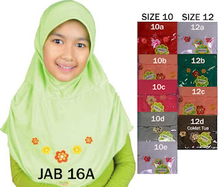 Jilbab Anak Delima Jab 16A size 10-12
