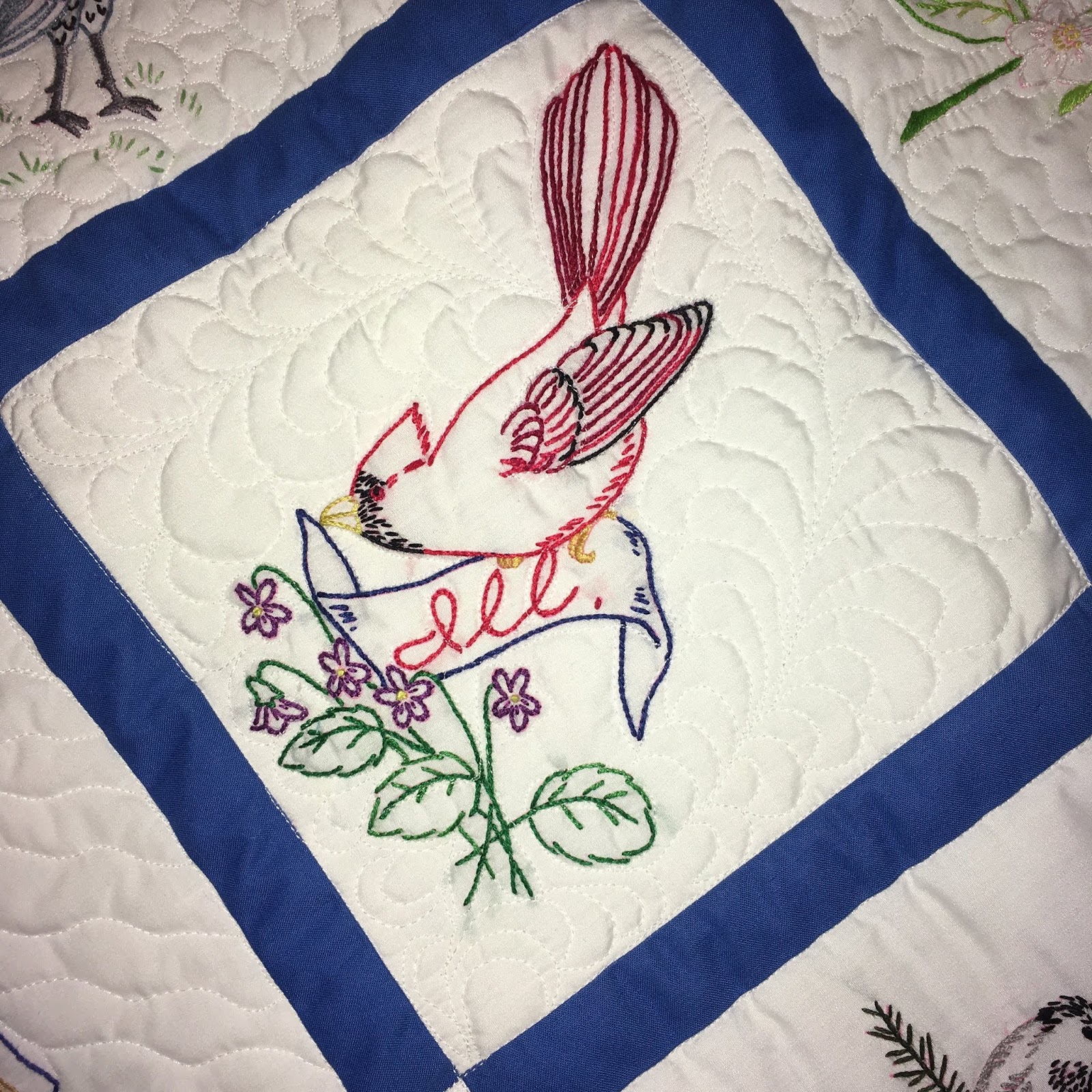 COUNTRY LOG CABIN BIRD QUILT GETTING QUILTED AND NEW WINDOW TREATMENT!
