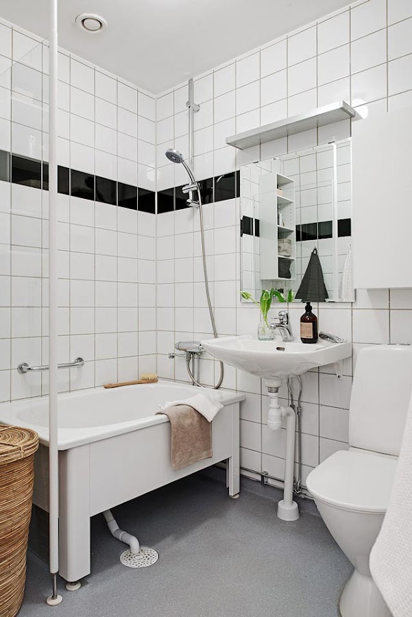 Baño en vivienda de estilo nórdico