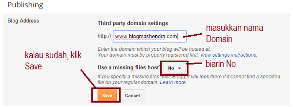 Penampakan Menu Tambahkan Domain Khusus - Blog Mas Hendra