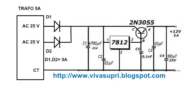 KREASI ELEKTRONIKA: Membuat Skema rangkaian Power Supply 12V 5A LM7812