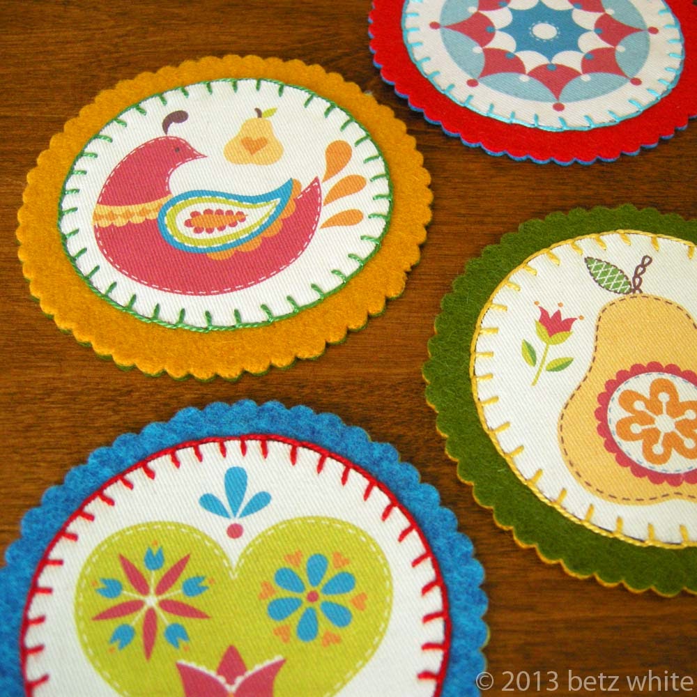 Felt and Fabric Coaster Tutorial Betz White