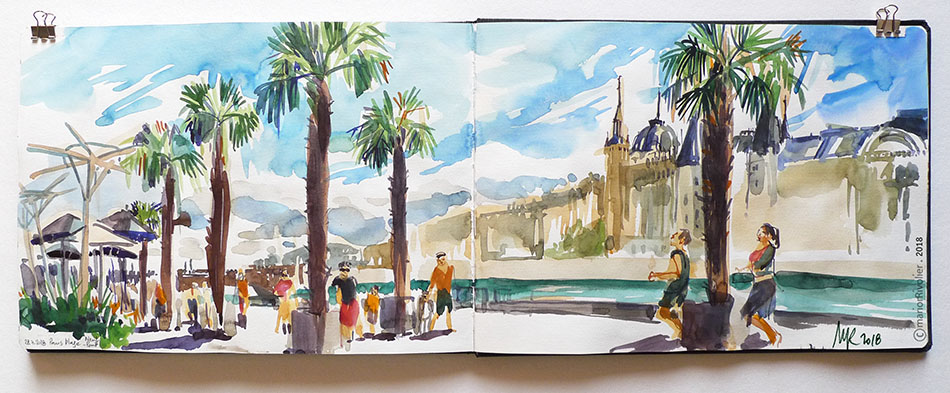 Urban Sketchers Paris Un Ete De Canicule A Paris Paresse Et Tentatives De Rafraichissement Au Programme