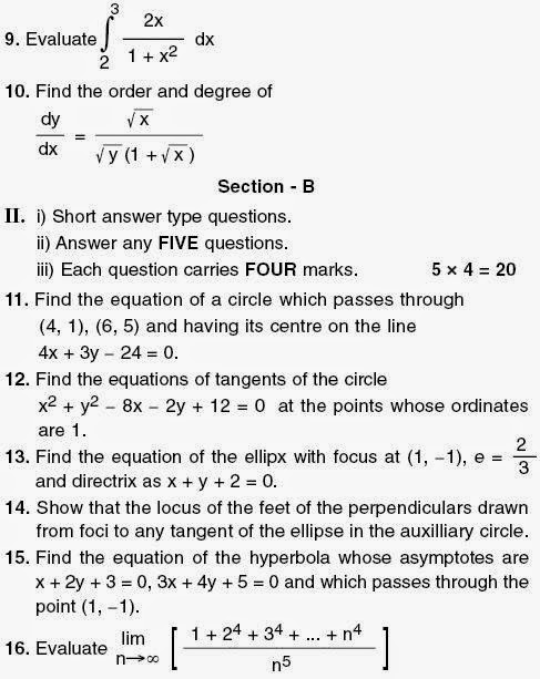Maths 2b model paper 2021 image