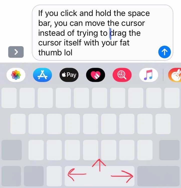 The iPhone hack that makes texting easier: Users are amazed to find you can hold down the spacebar to move the cursor anywhere in a message for easy editing