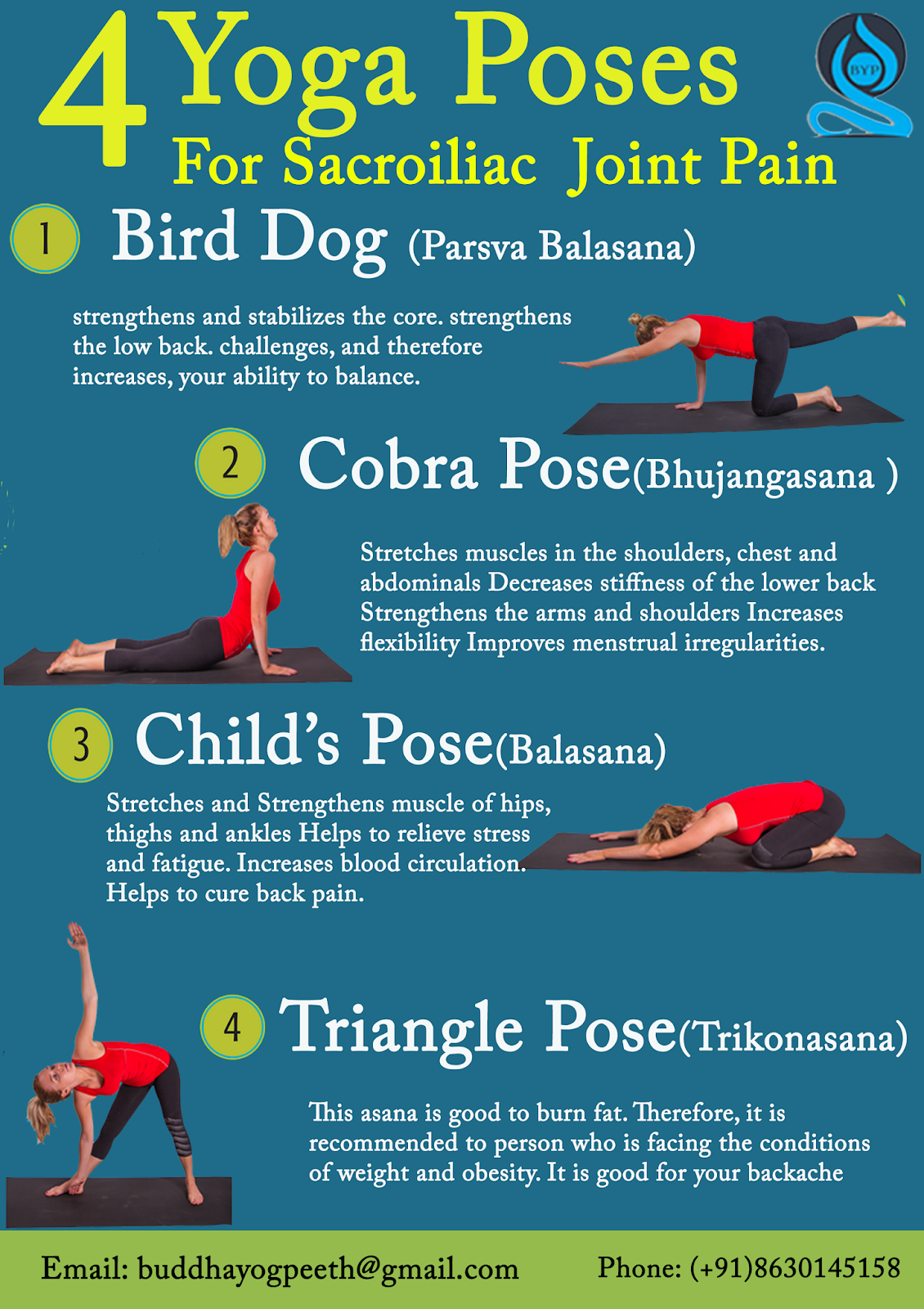 4 yoga poses for Sacroiliac joint pain
