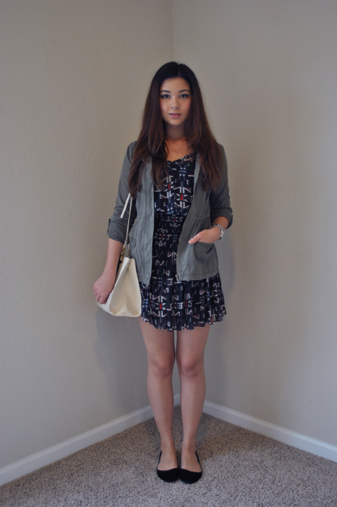 Charlotte Russe, Military Jacket, Pull&Bear bag, Queen's Wardrobe dress