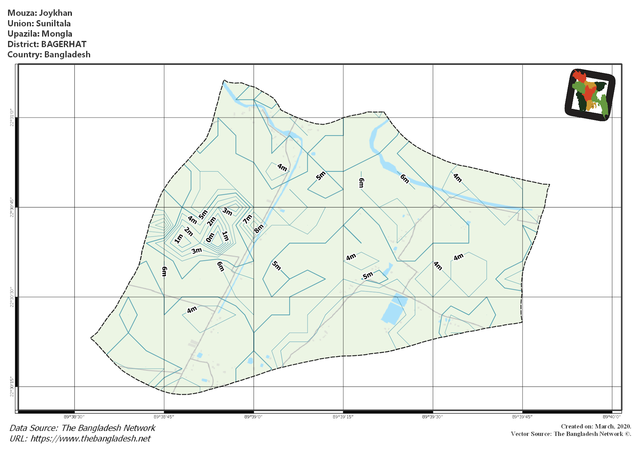 Map of Joykhan Mouza of Mongla Upazila, BAGERHAT, Bangladesh.