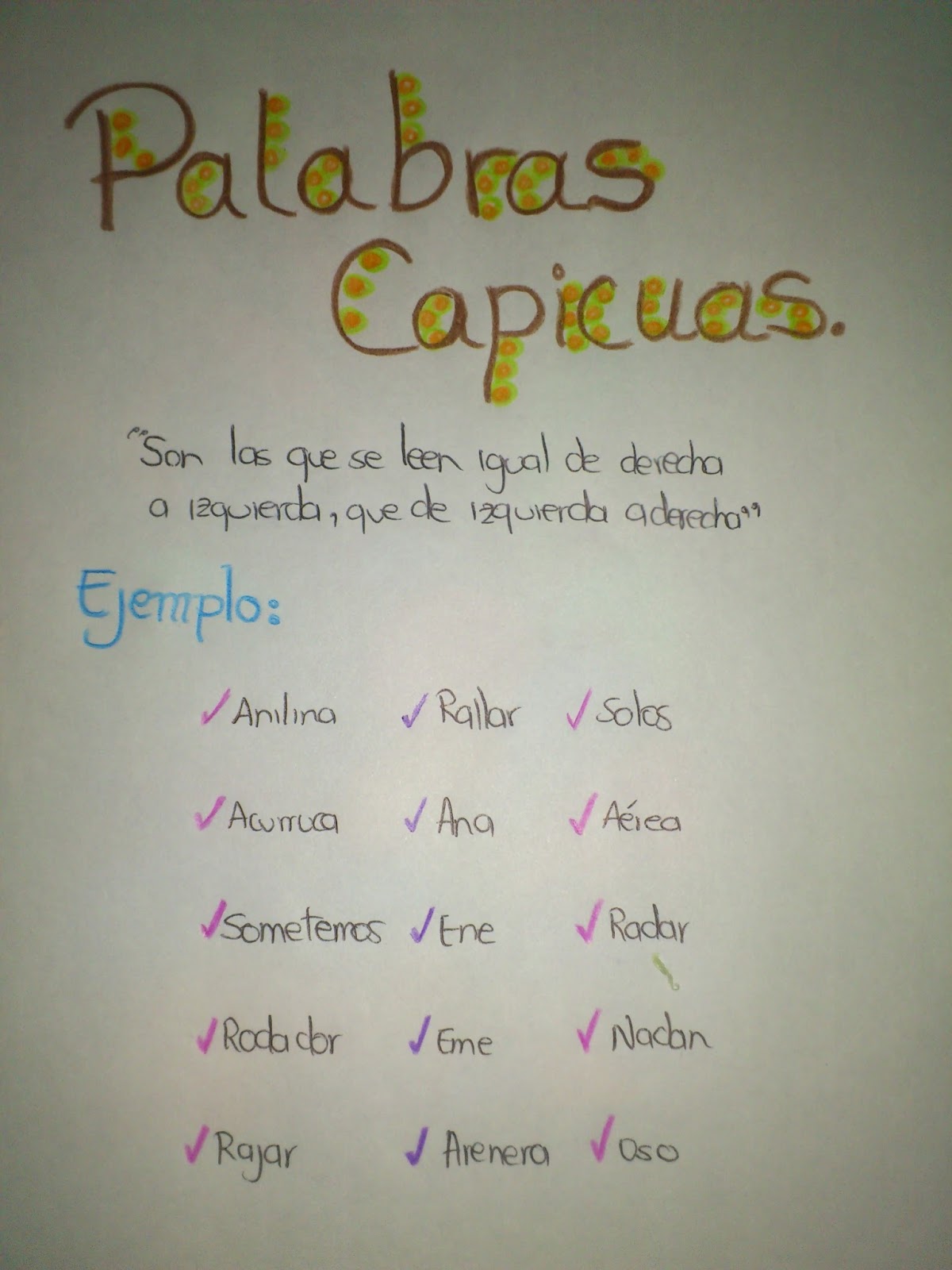 Capicua Palabras El verbo es un