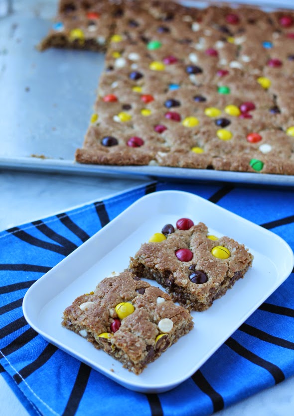 Monster Cookie Bars - so chewy and packed with goodies
