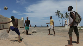 Playing soccer on the island of Sao Tome Central Africa