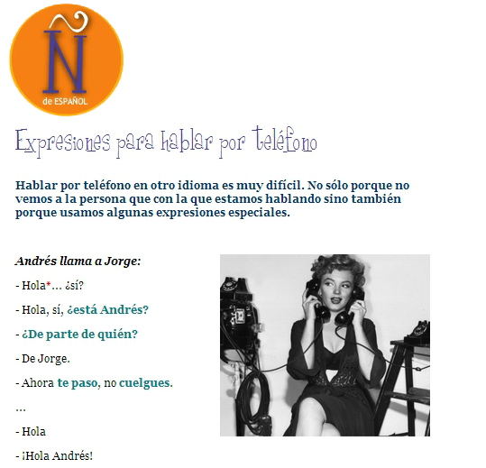 Espanholito Expressões para falar por telefone