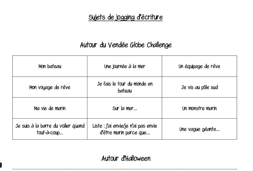 jogging d ecriture cycle 3