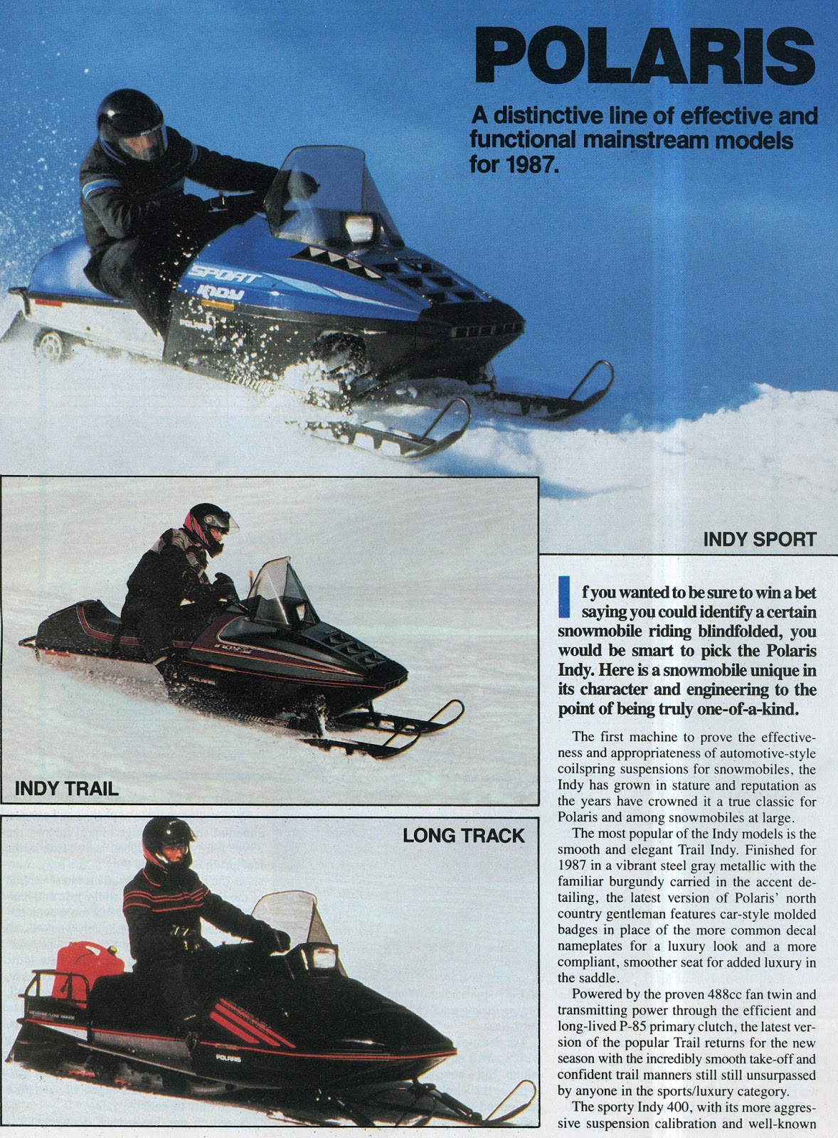 CLASSIC SNOWMOBILES OF THE PAST 1987 POLARIS SNOWMOBILES PAGE 1 OF 3