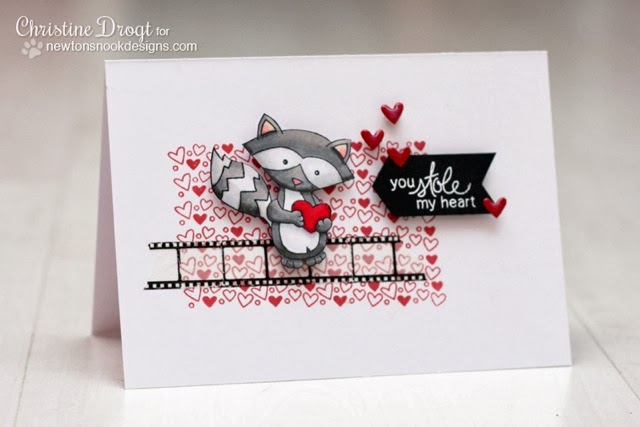 Raccoon Valentine Card by Christine Drogt for Newton's Nook Designs