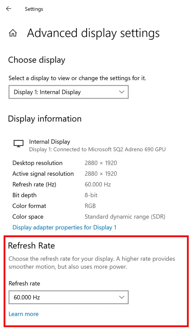 Here's how you can change the Refresh Rate of your display device on Windows 10