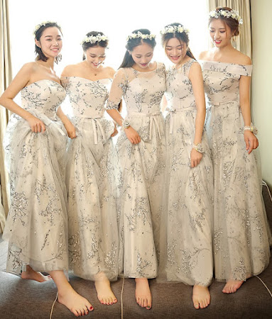 2017 6-Design Glitter Floral Maxi Bridesmaids