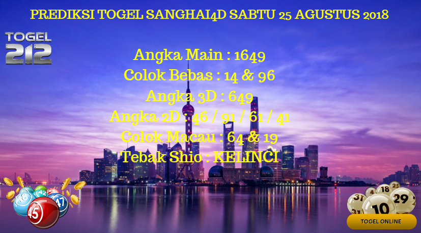 togel212 Prediksi Togel Sanghai4d Sabtu 25 Agustus 2018