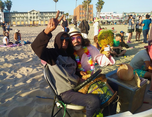 Omar Cherif with Lonny Jones at the Venice Beach Drum Circle — 2 June 2018